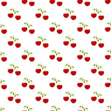 Seamless pattern. Branches with red berries on white background. Stock Illustration