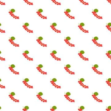 Seamless pattern. Branches with red berries on white background. Stock Illustration