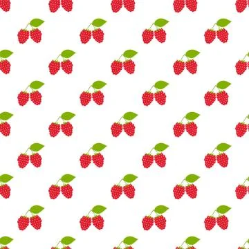 Seamless pattern. Branches with red berries on white background. Stock Illustration