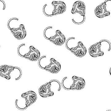 Seamless pattern brass padlock vintage sketch hand drawn Stock Illustration