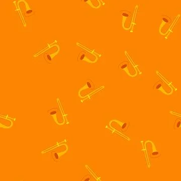 Seamless pattern brass trombone cartoon vector イラスト素材