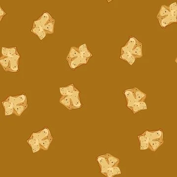Seamless pattern bread cracker biscuit cartoon vector Stockillustratie