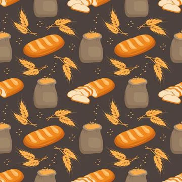 Seamless pattern with bread Stock Illustration