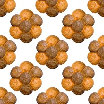 Seamless pattern of bread isolated on a white background Stock Photos