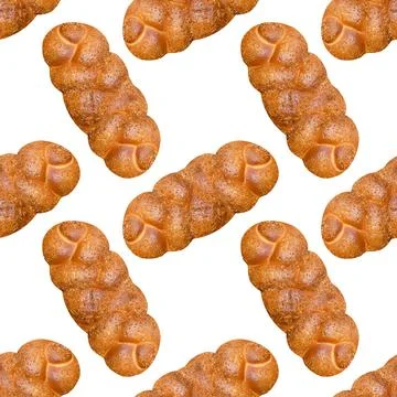 Seamless pattern of bread isolated on a white background Stock Photos