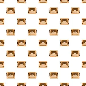Seamless pattern with bread loaf baking in oven Stock Illustration