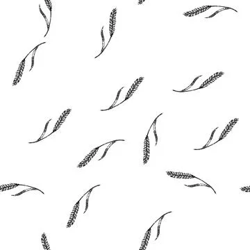 Seamless pattern bread wheat sketch hand drawn Illustrazione stock