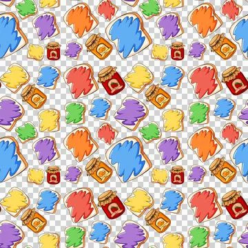 Seamless pattern with breads and jam イラスト素材