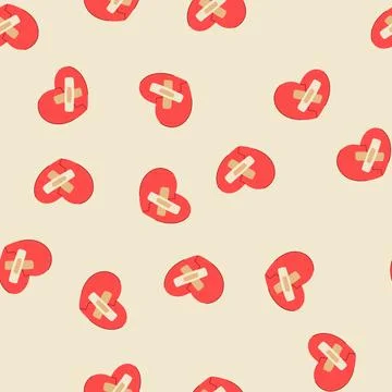 Seamless pattern break heart broken cartoon vector イラスト素材