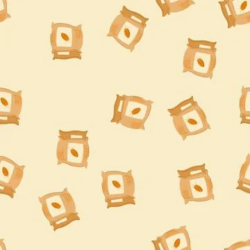 Seamless pattern breakfast cereal bag cartoon vector Stock Illustration