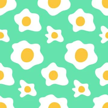 Seamless pattern, breakfast food, fried egg white and round yolk, illustratio Stock Illustration