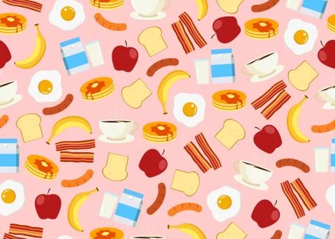 Seamless pattern of breakfast menu set background - vector illustration  Stock Illustration