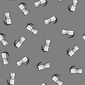 Seamless pattern breakfast moka pot coffee cartoon vector Stock Illustration