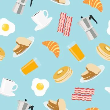 Seamless Pattern Breakfast Themed Illustrazione stock