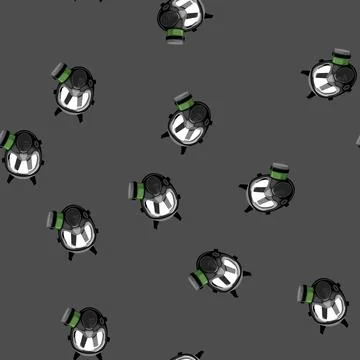 Seamless pattern breathing respirator mask cartoon vector イラスト素材