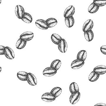Seamless pattern brew cofeee bean sketch hand drawn Stock Illustration