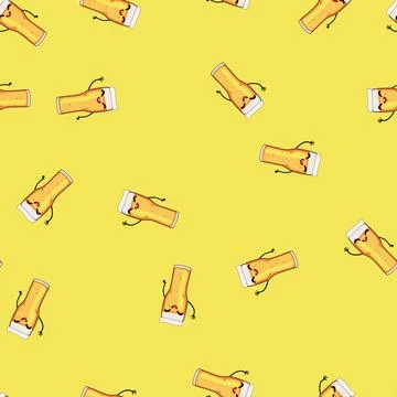 Seamless pattern brewery beer mug character cartoon vector Stock Illustration