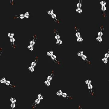 Seamless pattern bridge violin cartoon vector Illustrazione stock