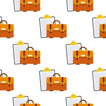 Seamless pattern with briefcase and clipboard representing business management Ilustração Stock