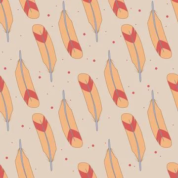 Seamless pattern with bright abstract feathers. Cartoon vector illustration Stock Illustration