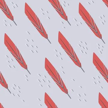 Seamless pattern with bright abstract feathers. Cartoon vector illustration Illustrazione stock