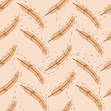Seamless pattern with bright abstract feathers. Cartoon vector illustration Illustrazione stock