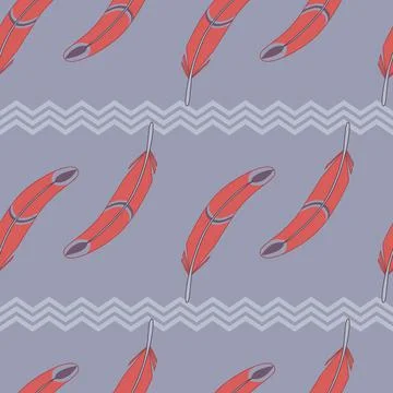 Seamless pattern with bright abstract feathers. Cartoon vector illustration Illustrazione stock