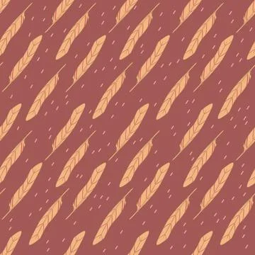 Seamless pattern with bright abstract feathers. Cartoon vector illustration Stock Illustration