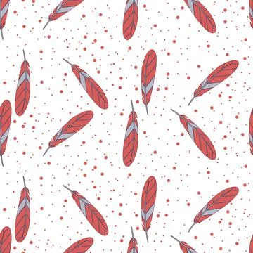 Seamless pattern with bright abstract feathers. Cartoon vector illustration 스톡 일러스트
