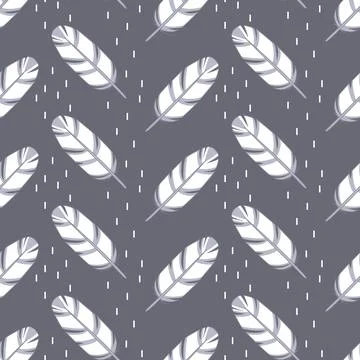 Seamless pattern with bright abstract feathers. Cartoon vector illustration Stock Illustration