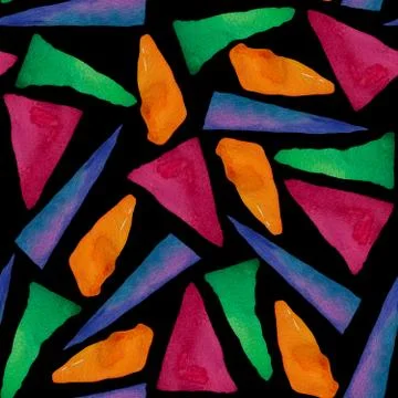 Seamless pattern with bright abstract watercolor triangles. Stock Illustration