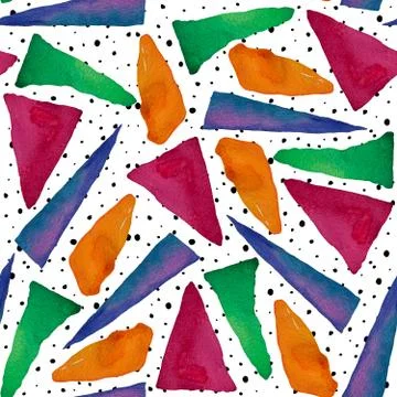Seamless pattern with bright abstract watercolor triangles. Stock Illustration