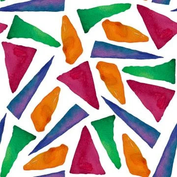 Seamless pattern with bright abstract watercolor triangles. Stock Illustration