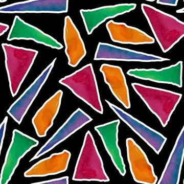 Seamless pattern with bright abstract watercolor triangles. Stock Illustration