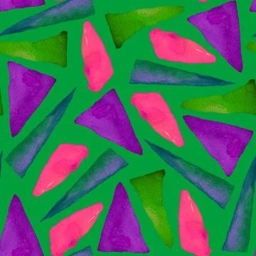 Seamless pattern with bright abstract watercolor triangles. Stock Illustration