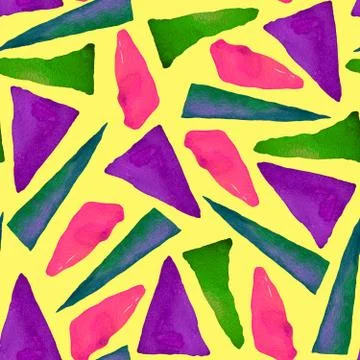 Seamless pattern with bright abstract watercolor triangles. Stock Illustration
