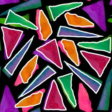 Seamless pattern with bright abstract watercolor triangles. 스톡 일러스트