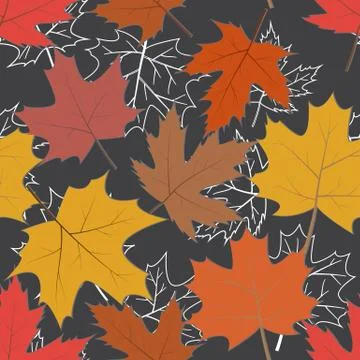 Seamless pattern with bright autumn leaves. Stock Illustration