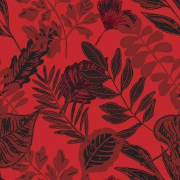Seamless pattern with bright autumn leaves. Cute whimsical hand drawn fall fo 스톡 일러스트