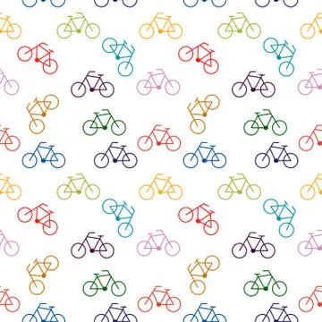 Seamless pattern with bright bikes.Fashion design.Eco transport. Stock Illustration