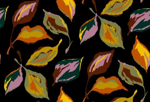 Seamless pattern with bright brown and orange leaves. Stock Illustration