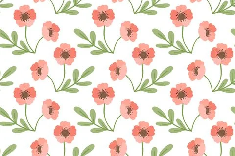 Seamless pattern with bright flowers. Spring and summer garden ornament. Stock Illustration