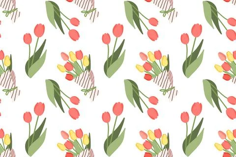 Seamless pattern with bright flowers. Spring and summer garden ornament. Stock Illustration