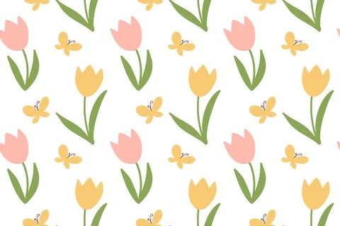 Seamless pattern with bright flowers. Spring and summer garden ornament. Illustrazione stock