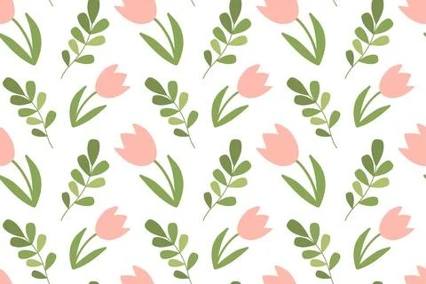 Seamless pattern with bright flowers. Spring and summer garden ornament. Stock Illustration