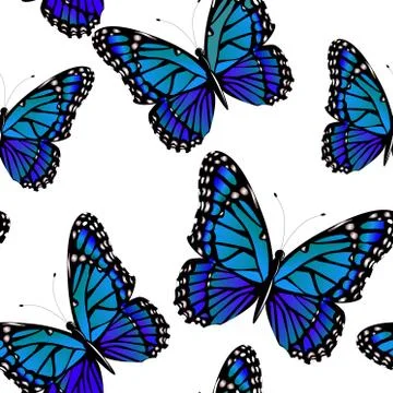 Seamless pattern with bright monarch butterflies Illustrazione stock