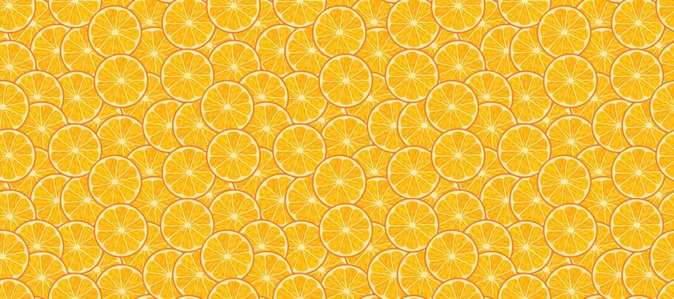 Seamless pattern of bright orange citrus slices, vector summer fruit backgrou Illustrazione stock
