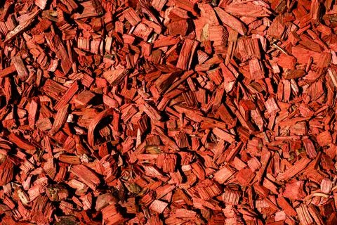 Seamless pattern bright red wood chips background. 스톡 사진
