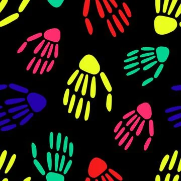 Seamless pattern of bright Skeleton hands Illustrazione stock