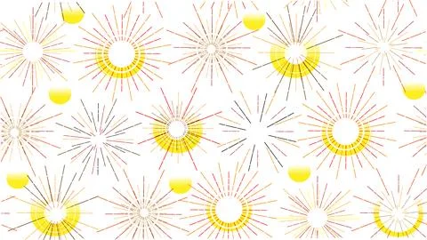 Seamless pattern with bright sparklers and fireworks, festive yellow pattern Stock Illustration